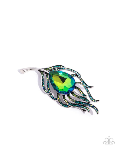 Peacock Pedigree - green brooch