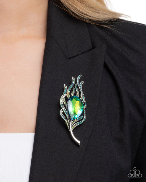Peacock Pedigree - green brooch