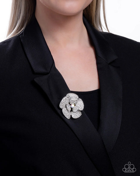 Festive Flourish - white brooch